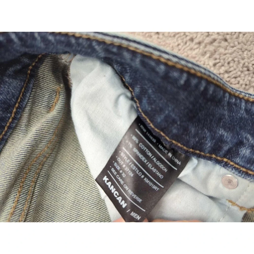 Kancan Jeans Mens 32 Blue Straight‎ Leg Mid Rise Faded Casual - Picture 3 of 8